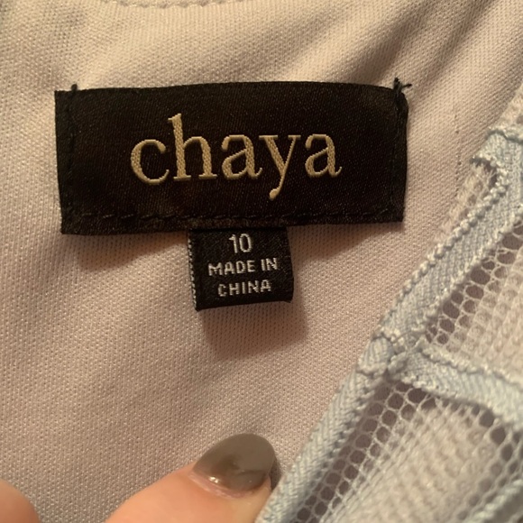 Chaya Dress New With Tags Size 10 Color Powblu Beautiful With Sheer Sleeves - Picture 7 of 11